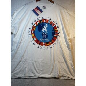NWT Vintage Atlanta 1996 Olympics Hanes XXL White T Shirt Deadstock Men's